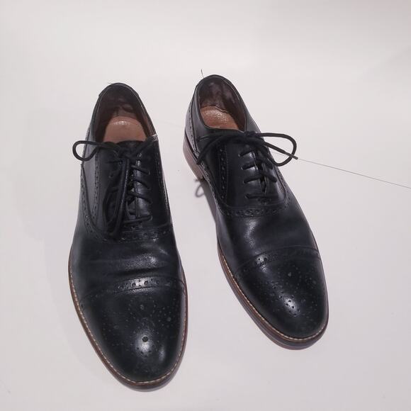 Johnston & Murphy Black Leather Cap Toe Oxford Shoes main image 7